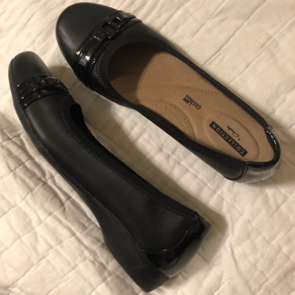 Black Clark dress flats